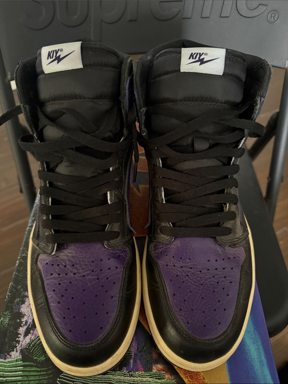 KIY/Reves Men’s High-Top Sneakers in Black and Purple